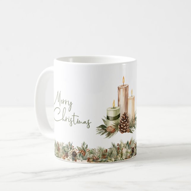 Elegant warmer tones terracotta Christmas candles Coffee Mug (Front Left)