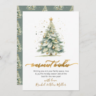 Elegant Warmest Wishes Script Tree Non Photo Holiday Card