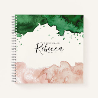 Elegant Watecolor Bridesmaid Personalise Notebook