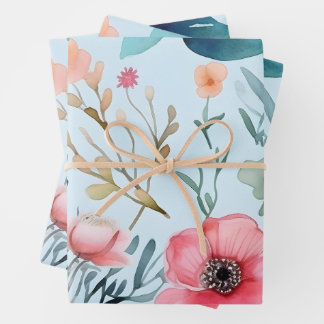 Elegant Water Color Flower Gift Wrapping Paper