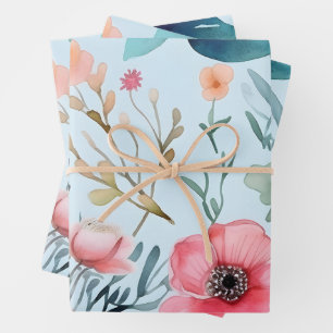 Elegant Water Colour Flower Gift Wrapping Paper