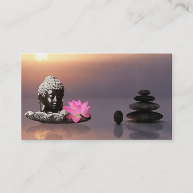 Elegant Water Colour Logo Zen Yoga Healing Health Business Card (Front)