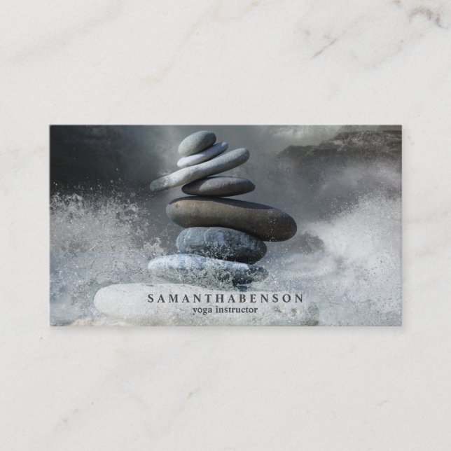 Elegant Water Colour Logo Zen Yoga Healing Health  Business Card (Front)