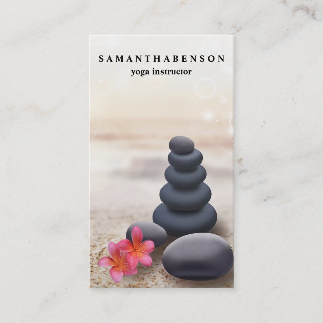 Elegant Water Colour Logo Zen Yoga Healing Health  Business Card (Front)