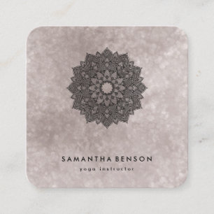 Elegant Water Colour Lotus Flower Logo Yoga  Squar Square Business Card