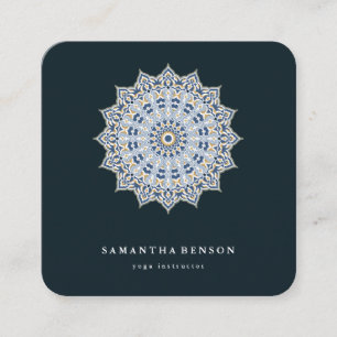 Elegant Water Colour Lotus Flower Logo Yoga  Square Business Card