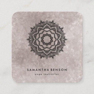 Elegant Water Colour Lotus Flower Logo Yoga  Square Business Card