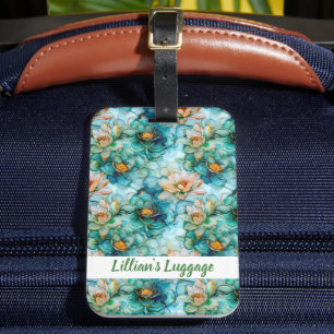 Elegant Water Lily Pattern Luggage Tag