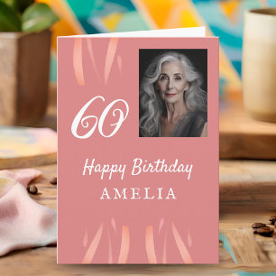 Elegant Watercolor 60th Birthday Photo Card