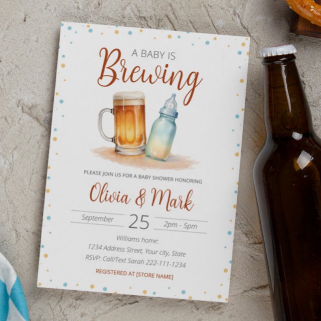 Elegant Watercolor A Baby is Brewing Baby Shower Invitation (Creator Uploaded)