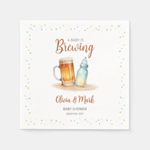 Elegant Watercolor A Baby is Brewing Baby Shower Napkin