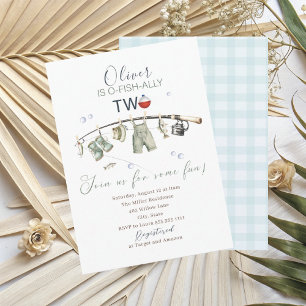 Elegant Watercolor A  little fisherman 2nd birthda Invitation