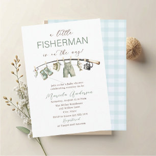 Elegant Watercolor A  little fisherman  Baby Showe Invitation