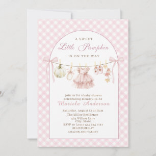 Elegant Watercolor A little pumpkin is on the way Invitation