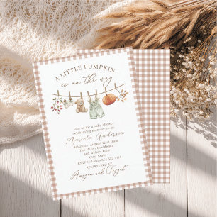 Elegant Watercolor A little pumpkin is on the way Invitation