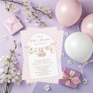 Elegant Watercolor A little pumpkin is on the way Invitation