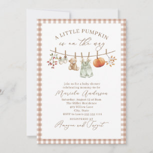 Elegant Watercolor A little pumpkin is on the way Invitation