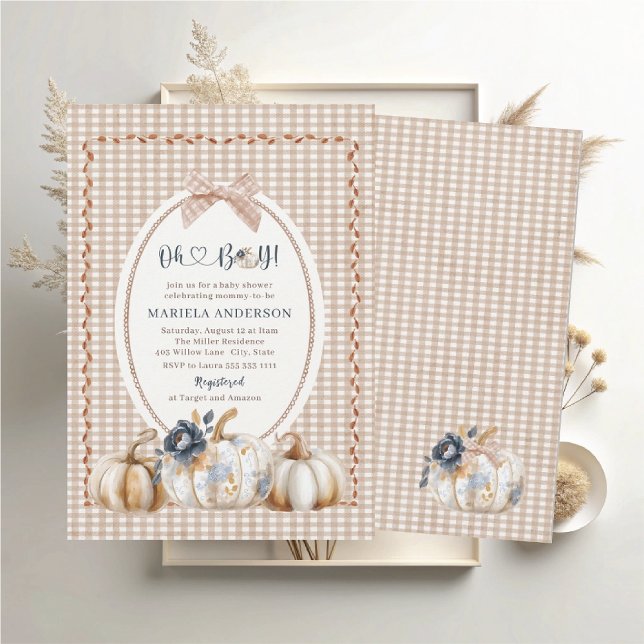 Elegant Watercolor A  little pumpkin oh boy  Baby  Invitation (Creator Uploaded)