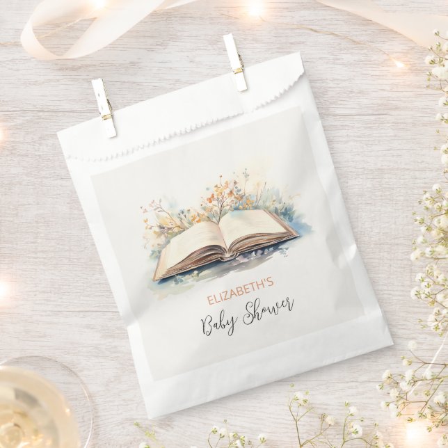 Elegant Watercolor A New Chapter Baby Shower Favour Bag (Clipped)