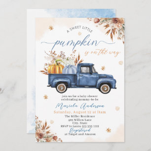 Elegant Watercolor a sweet little pumpkin Baby Sho Invitation