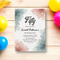Elegant Watercolor Abstract Elegant 50th Birthday