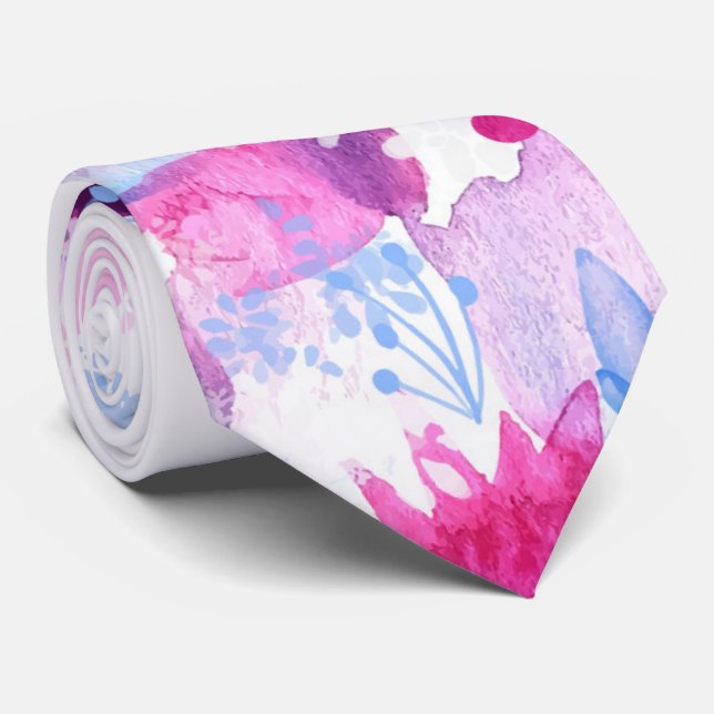 Elegant Watercolor abstract floral background Tie (Rolled)