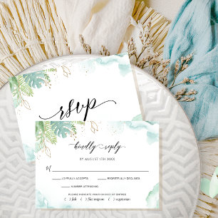 Elegant Watercolor and Airy Greenery RSVP Card
