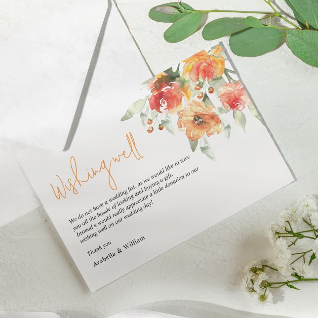 Elegant Watercolor Apricot Floral Wedding Enclosure Card (Creator Uploaded)