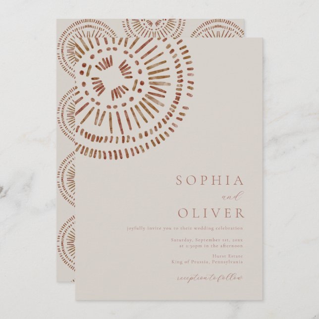 Elegant Watercolor Art Deco Tropical Wedding Invitation (Front/Back)