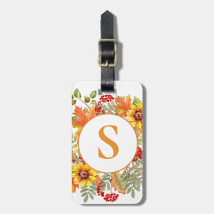 Elegant Watercolor Autumn Floral Luggage Tag