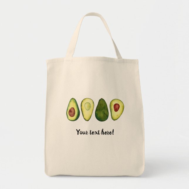 Elegant Watercolor Avocado  Tote Bag (Front)