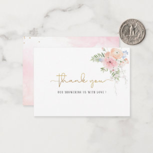 Elegant Watercolor  Baby Girl Gold Pink Floral Tha Card