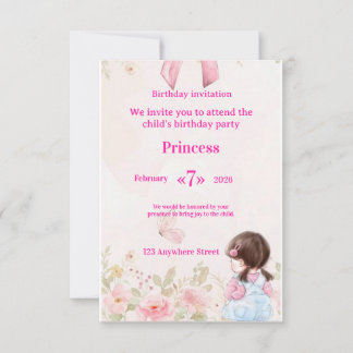 Elegant Watercolor Ballerina Birthday Invitation