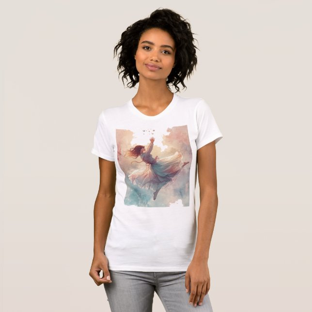 Elegant Watercolor Ballerina T-Shirt – Feminine Et (Front Full)