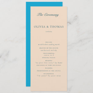 Elegant Watercolor Beach Blue Wave Classic Wedding Program