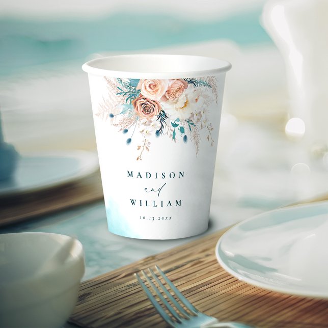 Elegant Watercolor Beach Paper Cups (Creator Uploaded)