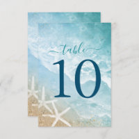 Elegant Watercolor Beach Table Number Cards