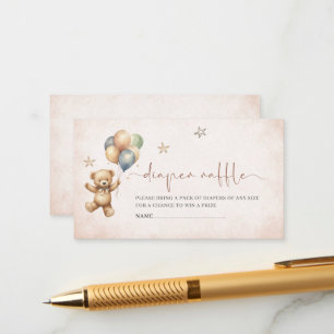 Elegant Watercolor Bear Teddy baby shower diaper r Enclosure Card