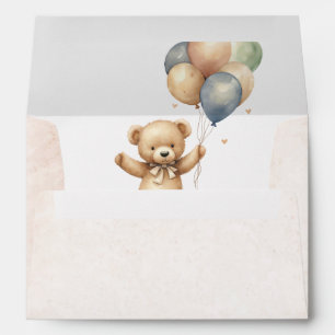 Elegant  Watercolor Bear Teddy Baby Shower  Envelope