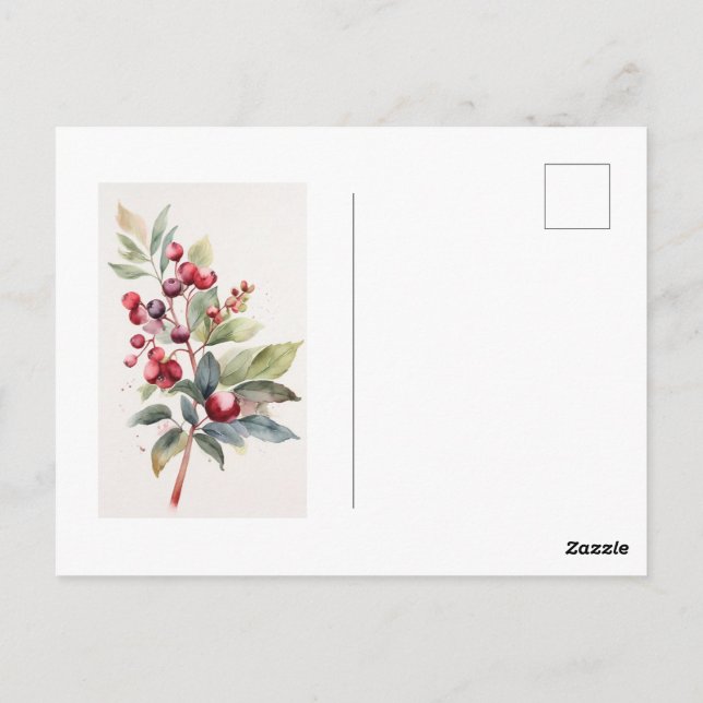 Elegant Watercolor Berry Postcard (Back)