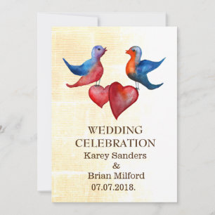 Elegant Watercolor Birds  Wedding Invitations