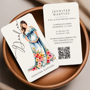 Elegant Watercolor  Birth & Postpartum Doula Business Card