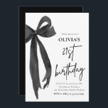 Elegant Watercolor Black Bow 21th Birthday Party Invitation<br><div class="desc">Celebrate turning 21 in style with these chic and sophisticated invitations! 🎀 Featuring a minimalist black bow watercolor design, these elegant invites set the tone for a glamourous and unforgettable birthday celebration. Perfect for a coquette, black-tie, or modern soirée, they bring a touch of refined luxury to your special day....</div>