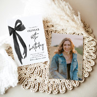 Elegant Watercolor Black Bow 40th Birthday Party