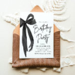 Elegant Watercolor Black Bow Birthday Party Invitation<br><div class="desc">Get ready to celebrate in style with our Elegant Watercolor Black Bow Birthday Party Invitation! This charming design features a sweet black bow and delicate watercolor touches, making it perfect for a classy yet fun birthday bash. It’s easy to customise and adds just the right amount of cute elegance to...</div>