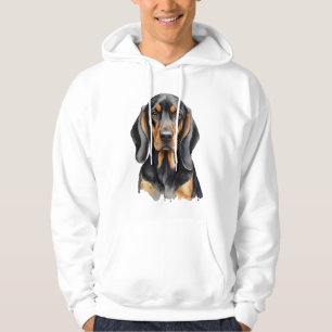 Elegant watercolor Black & Tan Coonhound Dog Hoodie