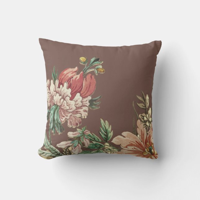 Elegant Watercolor Blooming Floral Cushion (Front)
