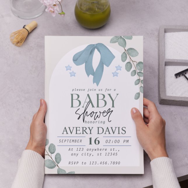 Elegant Watercolor Blue Baby Shower Invitation (Creator Uploaded)