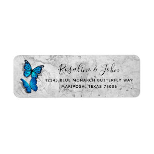Elegant Watercolor Blue Butterfly Return Address Return Address Label