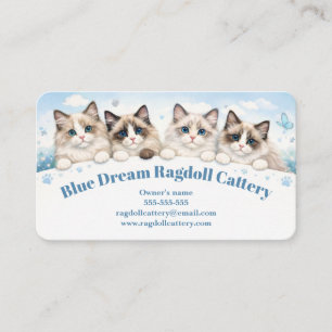 Elegant Watercolor Blue Dream Ragdoll Cattery  Business Card